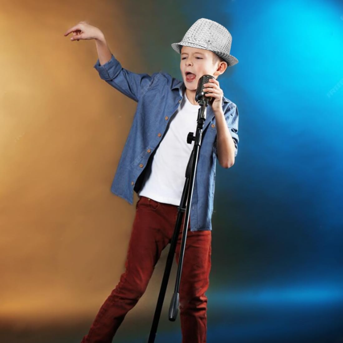 Stunning Sequins Fedora Hat for Kids - Perfect for Parties Dance