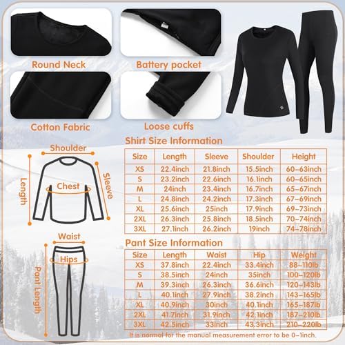 Thermal Underwear for Women Heated Set for Hunting Camping More