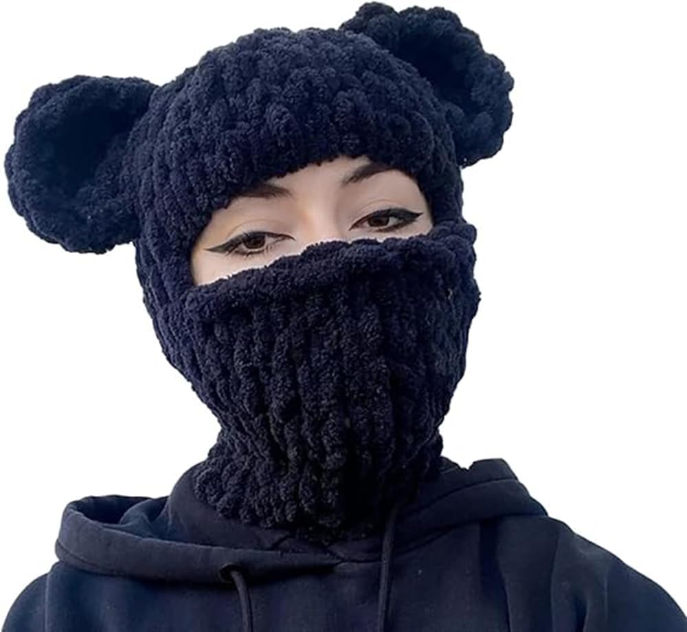 Warm Bear Ear Knit Cap for Women