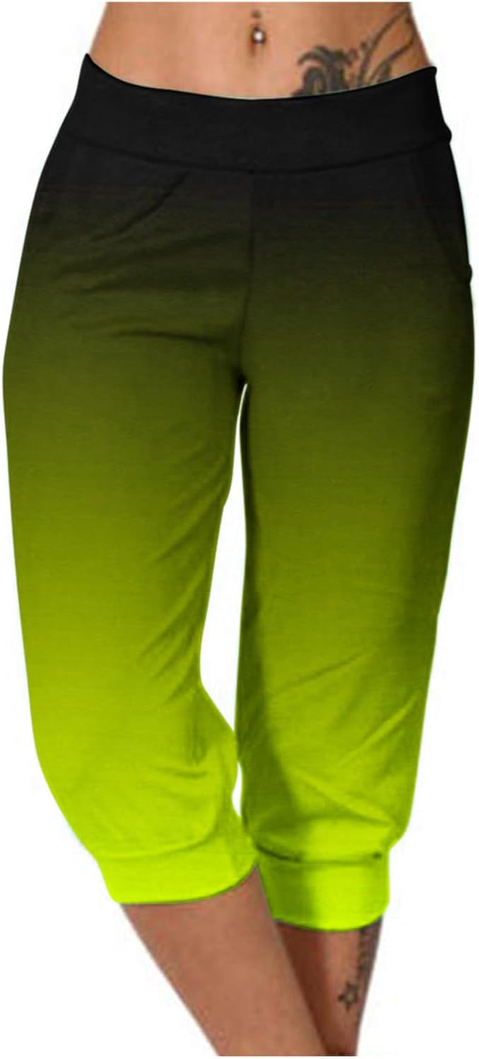 TANGNADE Womens Capri Pants Loose Drawstring High Waisted Sweatpants