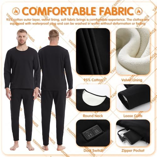 YANYNGS Smart Heated Underwear Set for Men Women