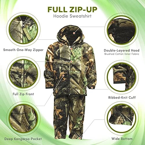 TrailCrest Camo Full Zip Seriously Soft fleece jacket pants set for kids