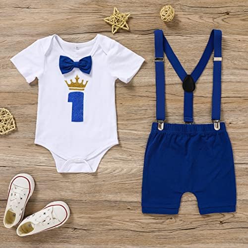 GRNSHTS 1st Birthday Baby Boy Bow Tie Romper - Funny First Party Gown