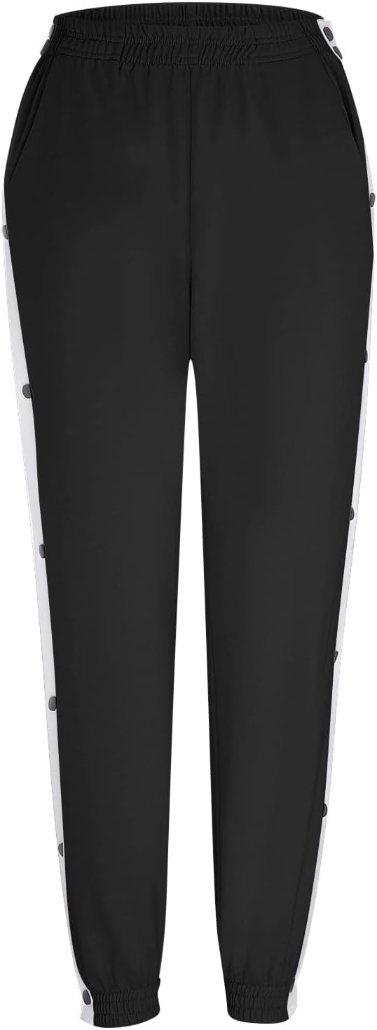 High-Waisted Split-Side Stripped Tear-Away sweatpants