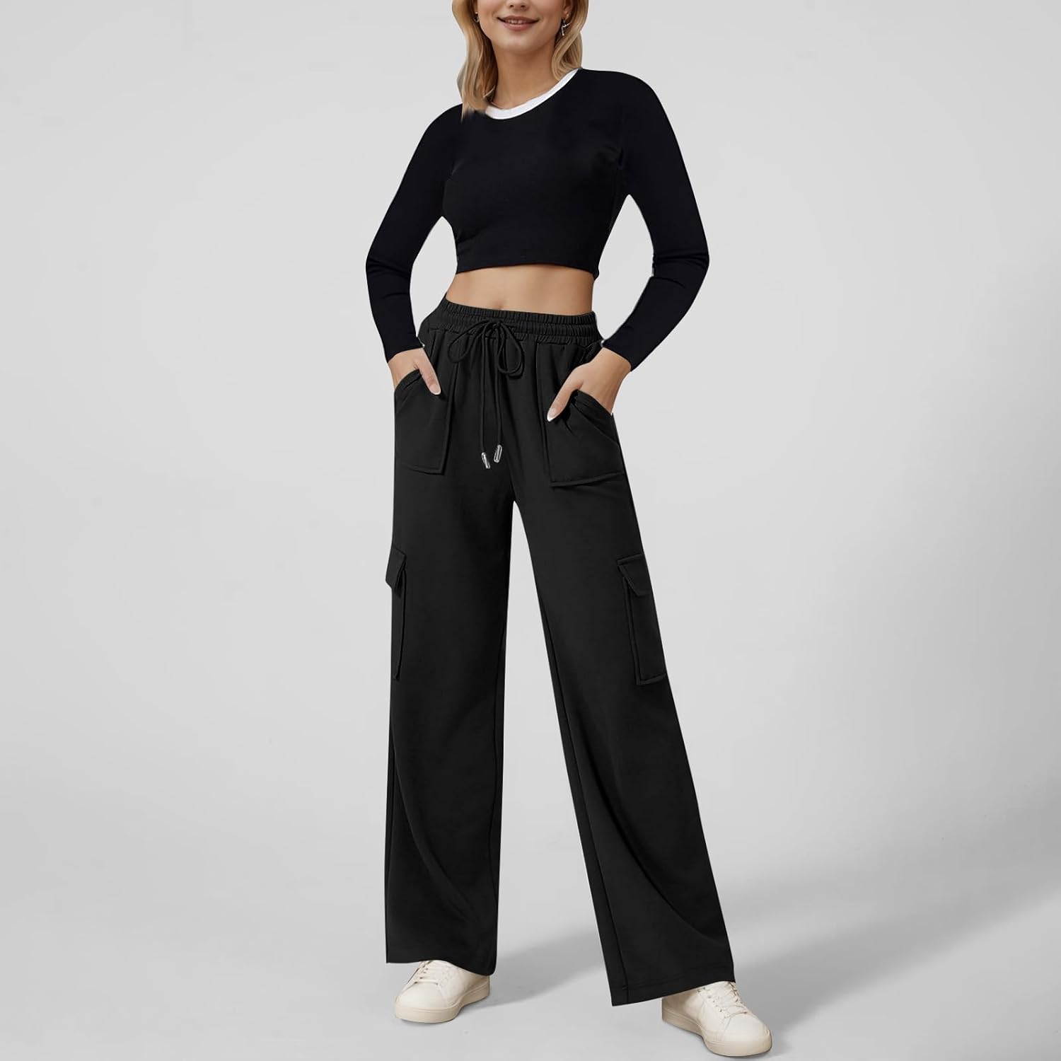 ADHOWBEW Womens Cargo Sweatpants