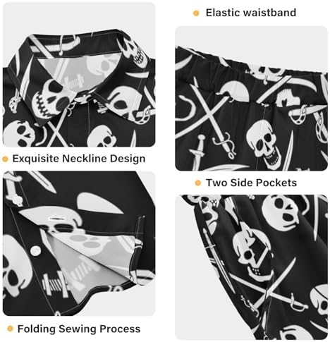 Boys Hawaiian Button Down Shirt Set with Swim Trunks for Summer