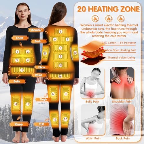 YANYNGS Heated Underwear Set Women Thermal Baselayer