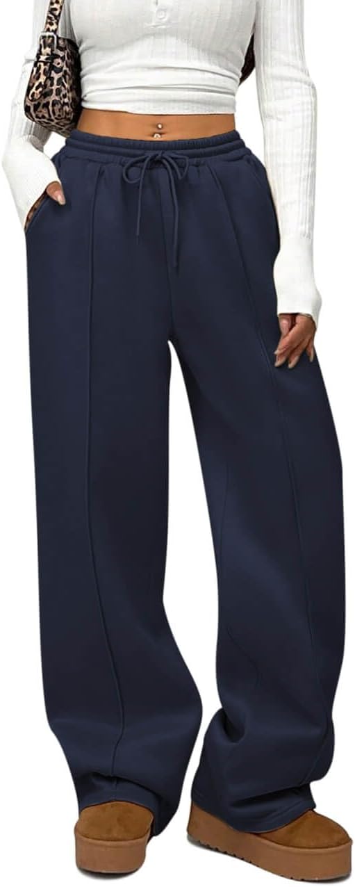 HeSaYep Womens Wide Leg Fleece Sweatpants