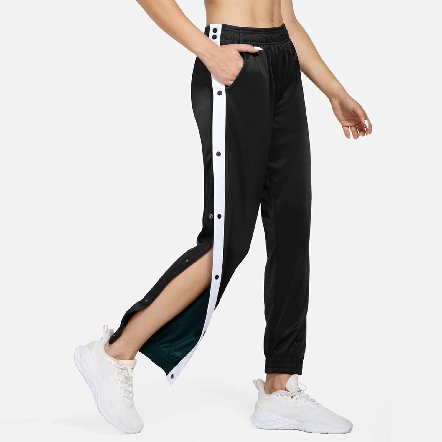 Womens High Split Tear Away Basketball Pants with Snap Button