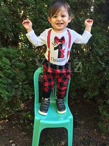 Yruiz Baby My First Christmas Romper Set Xmas Bowtie Strap Romper