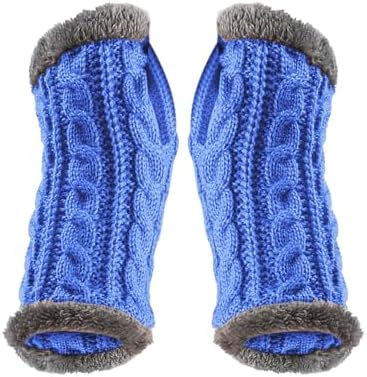 Womens Winter Arm Warmer Knit Fingerless Furry Gloves