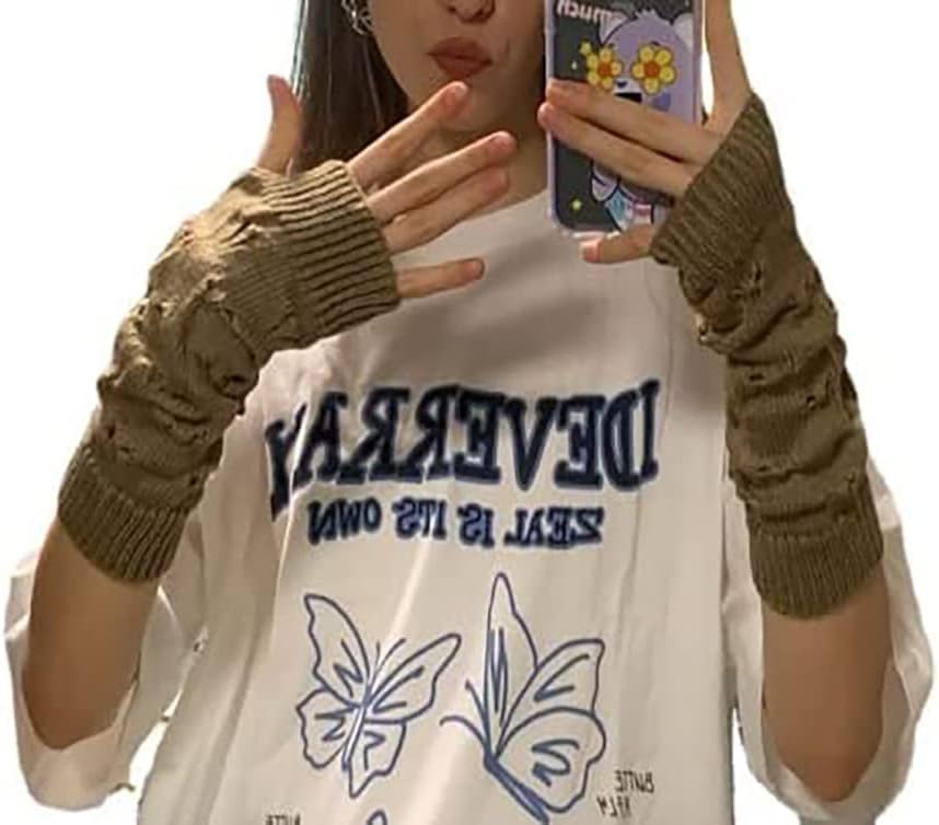 POHADON Fairy Grunge Gloves - Goth Emo Fingerless ArmWarmers