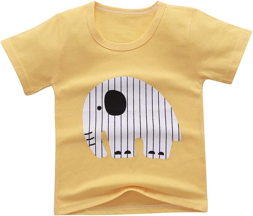 AMIMOJY Kids Cartoon Animal Printed Summer Outfit for Boys