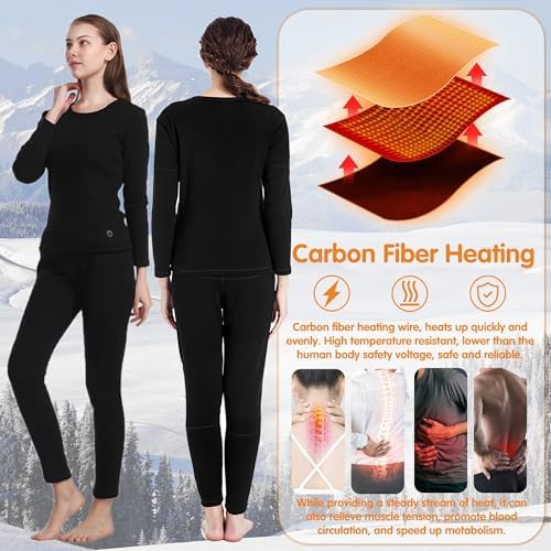 Thermal Underwear for Women Heated Set for Hunting Camping More