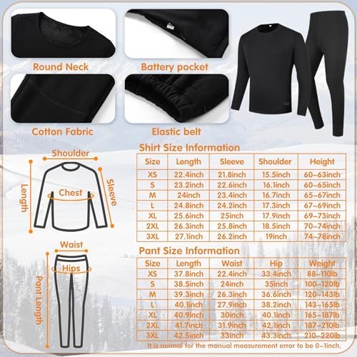 YANYNGS Electric Heat Underwear for Men Women - Thick Thermal Set