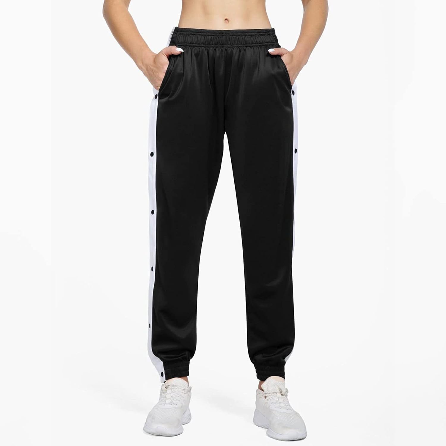 Womens High Split Tear Away Basketball Pants with Snap Button