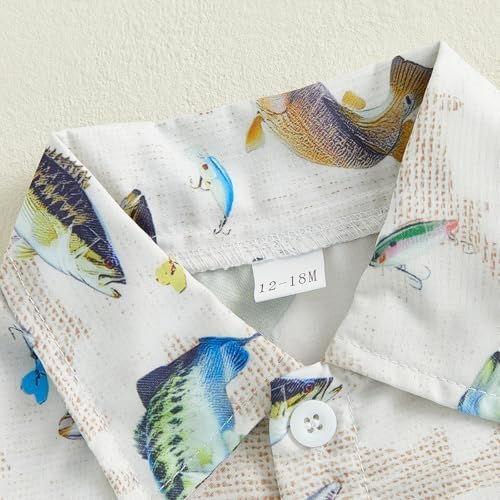 Perfect Choice Gaono Toddler Boy Fish Print Fishing Outfit for Summer