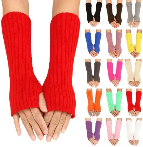Warm cashmere gloves for women long arm thumb hole elbow warmer
