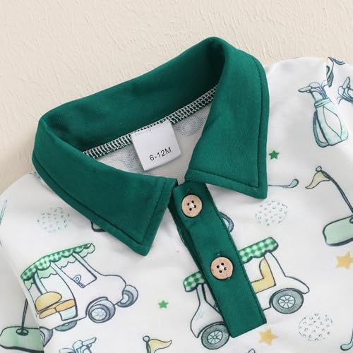 Chloefairy Toddler Boys Golf Outfit Set - Golf Cart Print Soft and Trendy