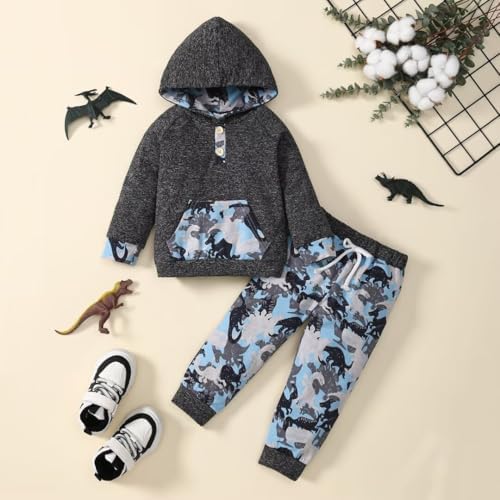 Bekarsy Toddler Dinosaur Camouflage Sweeps Fall Winter Outfit