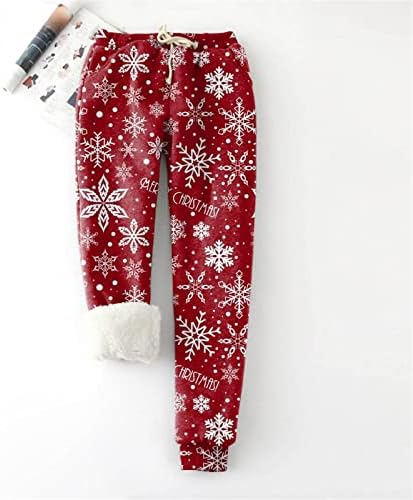 SDbrld Womens Cozy High Waisted Sherpa Fleece drawn string Pants Christmas