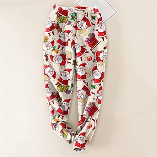 Chic Christmas Print Winter Jogger Pants for Women