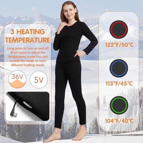 Thermal Underwear for Women Heated Set for Hunting Camping More