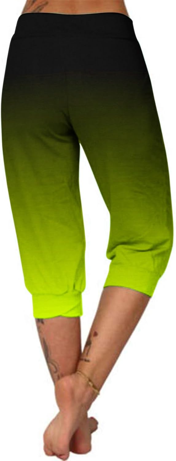 TANGNADE Womens Capri Pants Loose Drawstring High Waisted Sweatpants