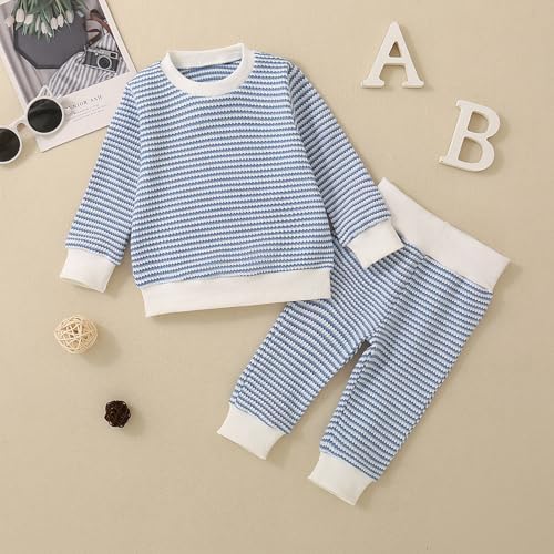 Machine Washable Toddler Boys Outfit Waffle Stripe