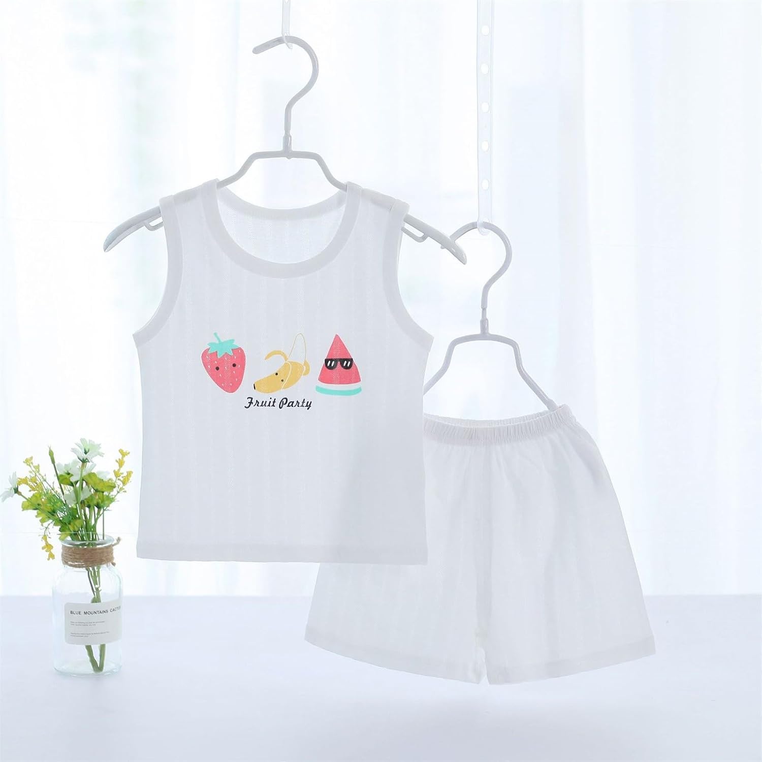 Toddler Boy Breathable Tank Top Fruit Print Shorts Home Set