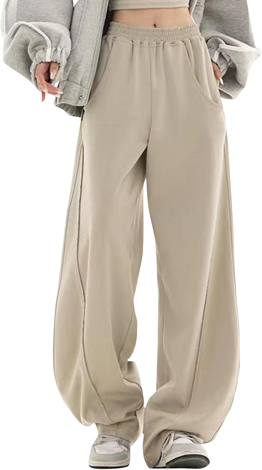 Generic Womens High-Waisted Active Jogger Sweatpants EF80 with 2 Pockets - CasualSoftBreathableWide-Leg