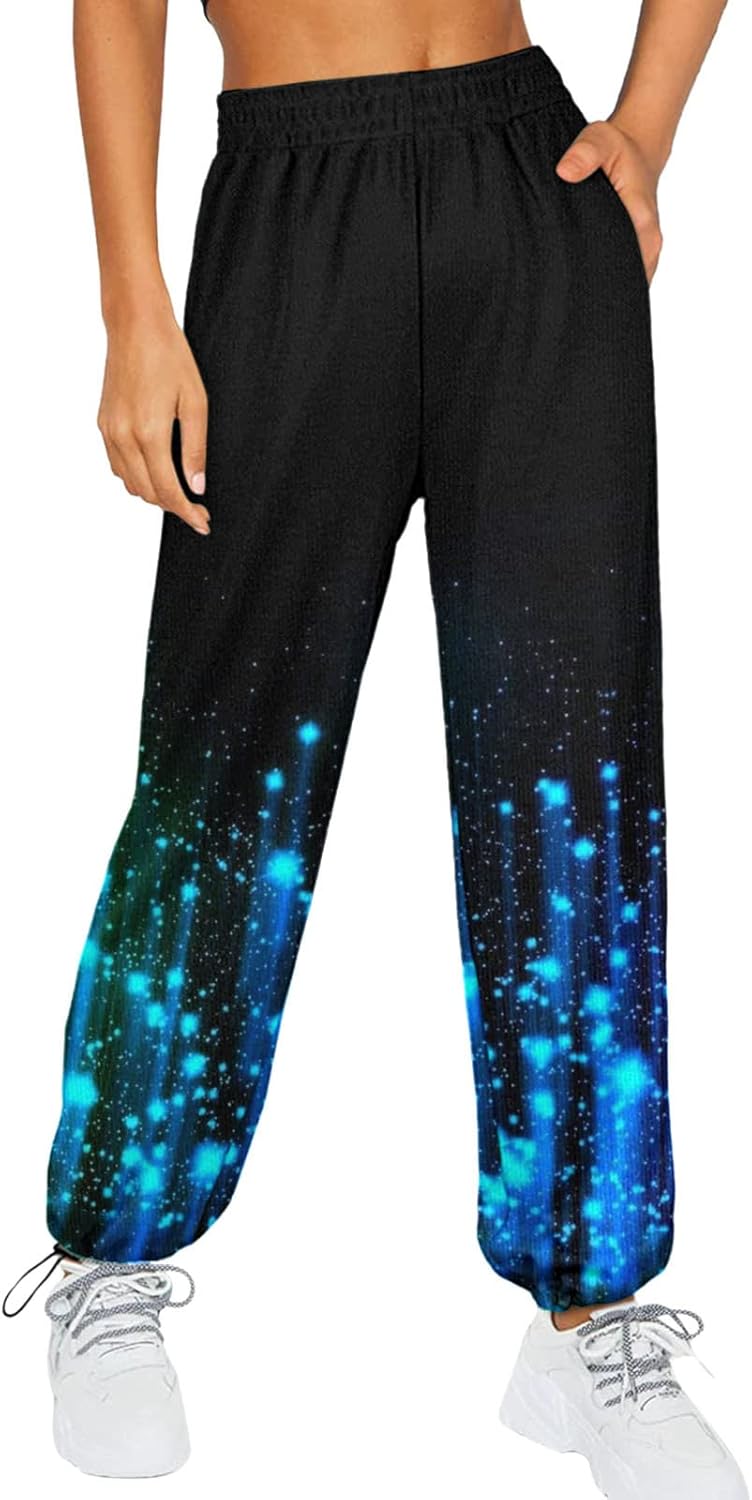 Womens High Waist Cotton Joggers with Pockets