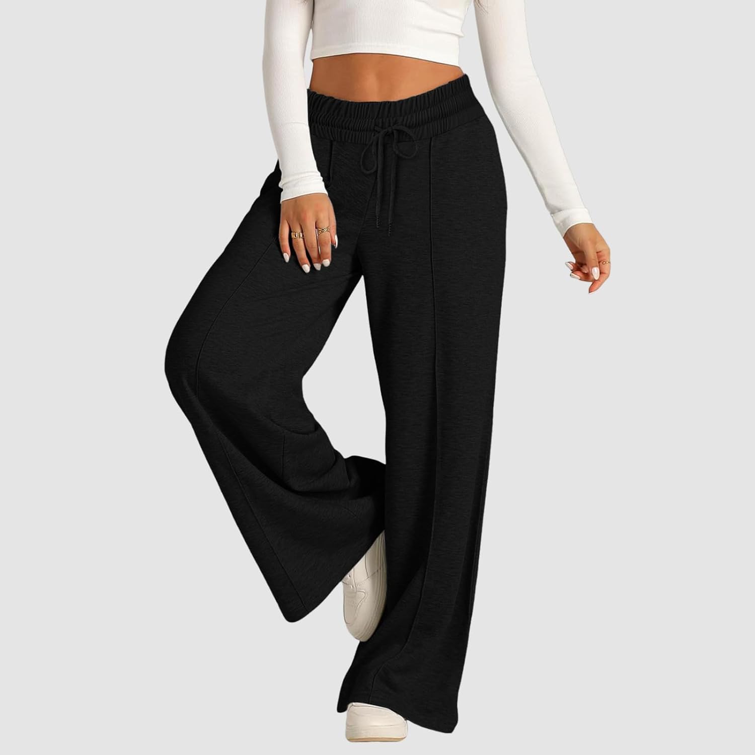 Mens Wide Leg Flared sweatpants with drawstring