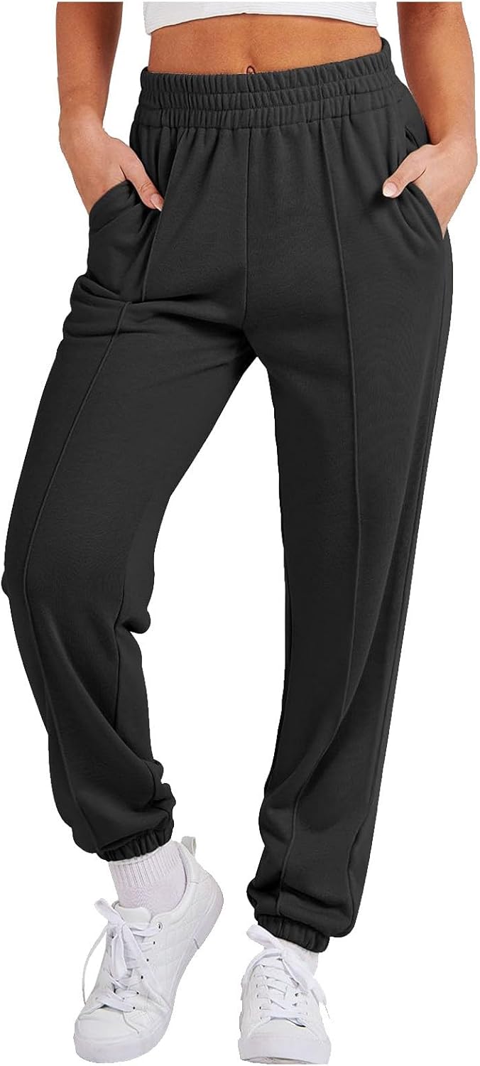 MidelXP Womens Comfortable High-Waisted Athletic Joggers