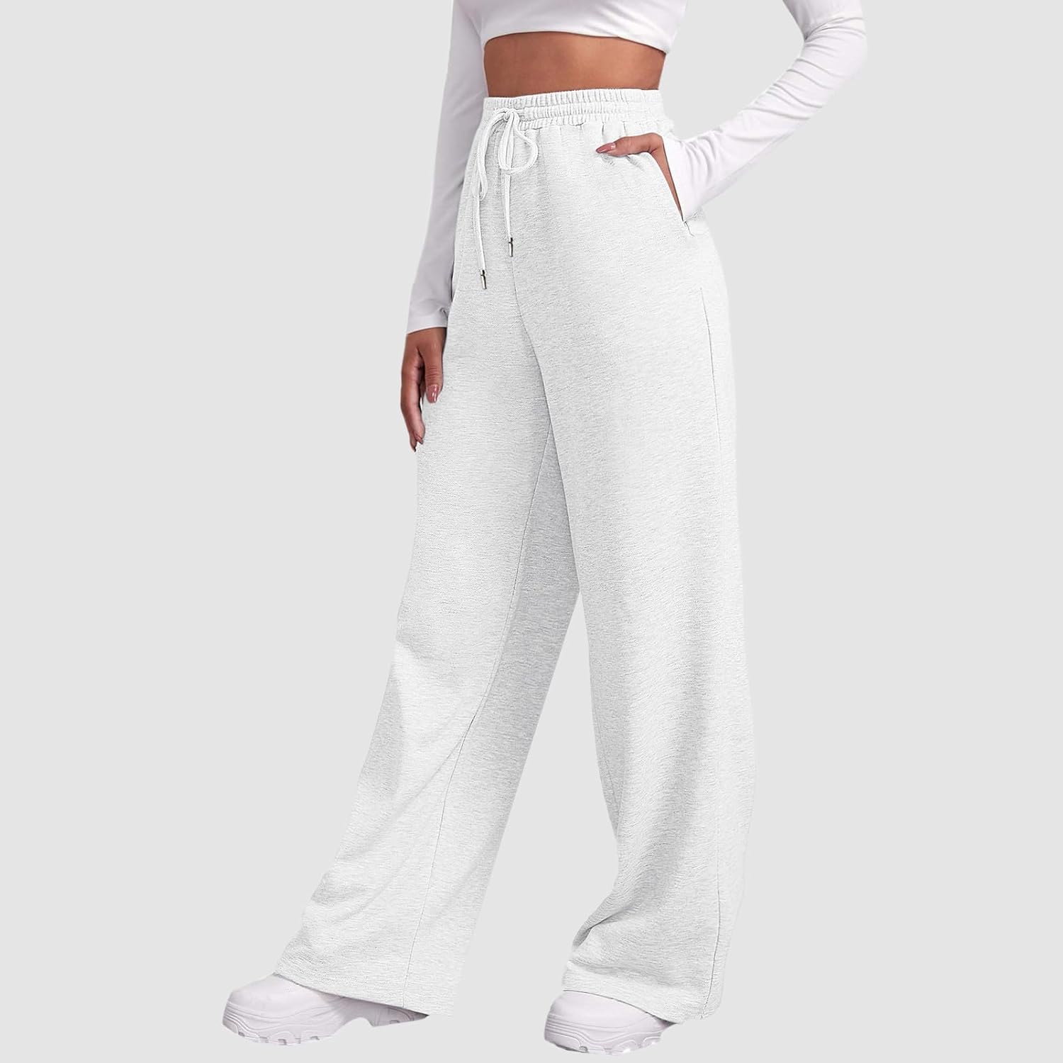 Premium Womens Wide Leg Fleece Joggers with Elastic Waistband and Cozy Design