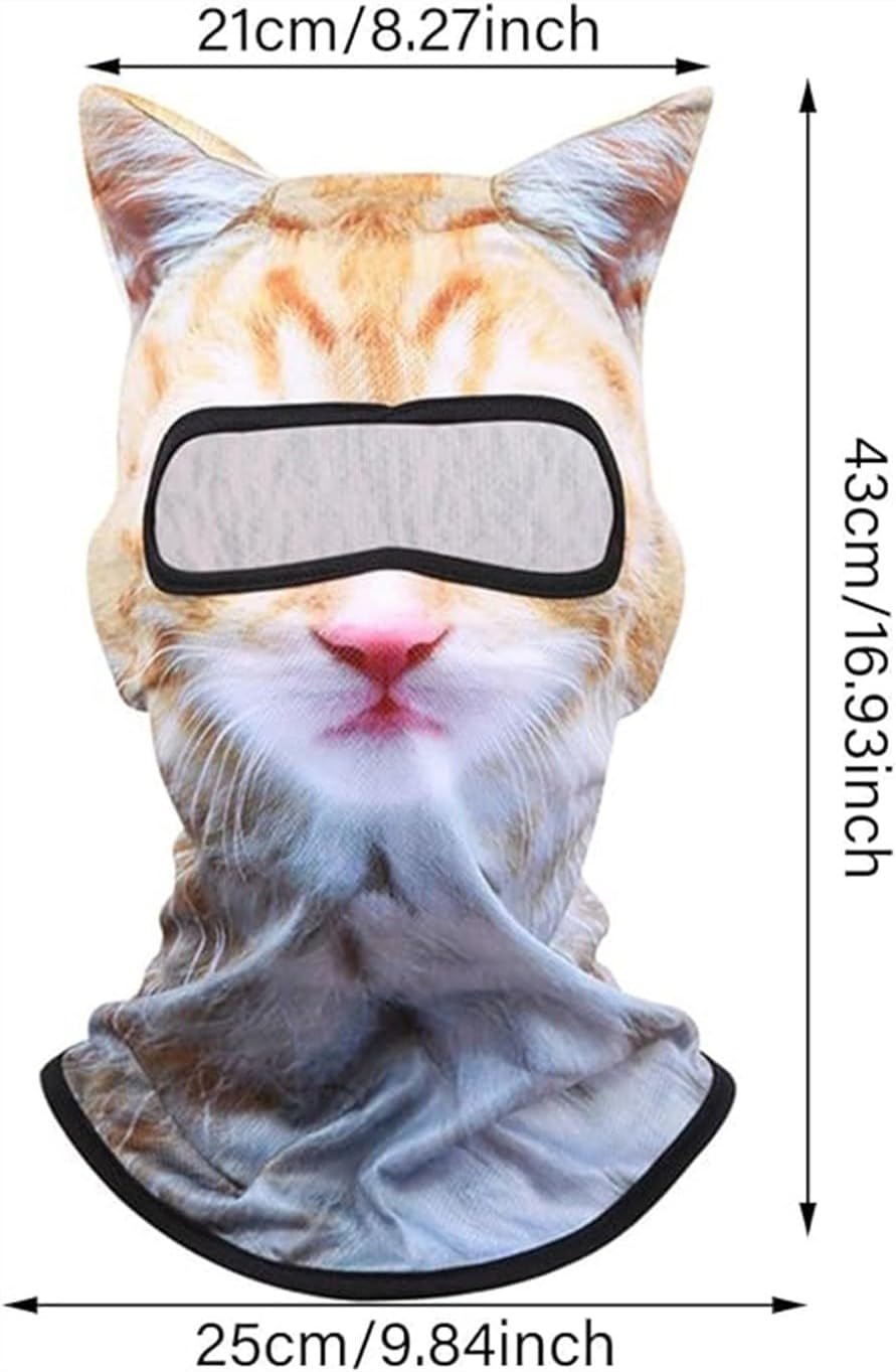 Cat Ski Mask Full-Back 3D Cat Balaclava with Ears
