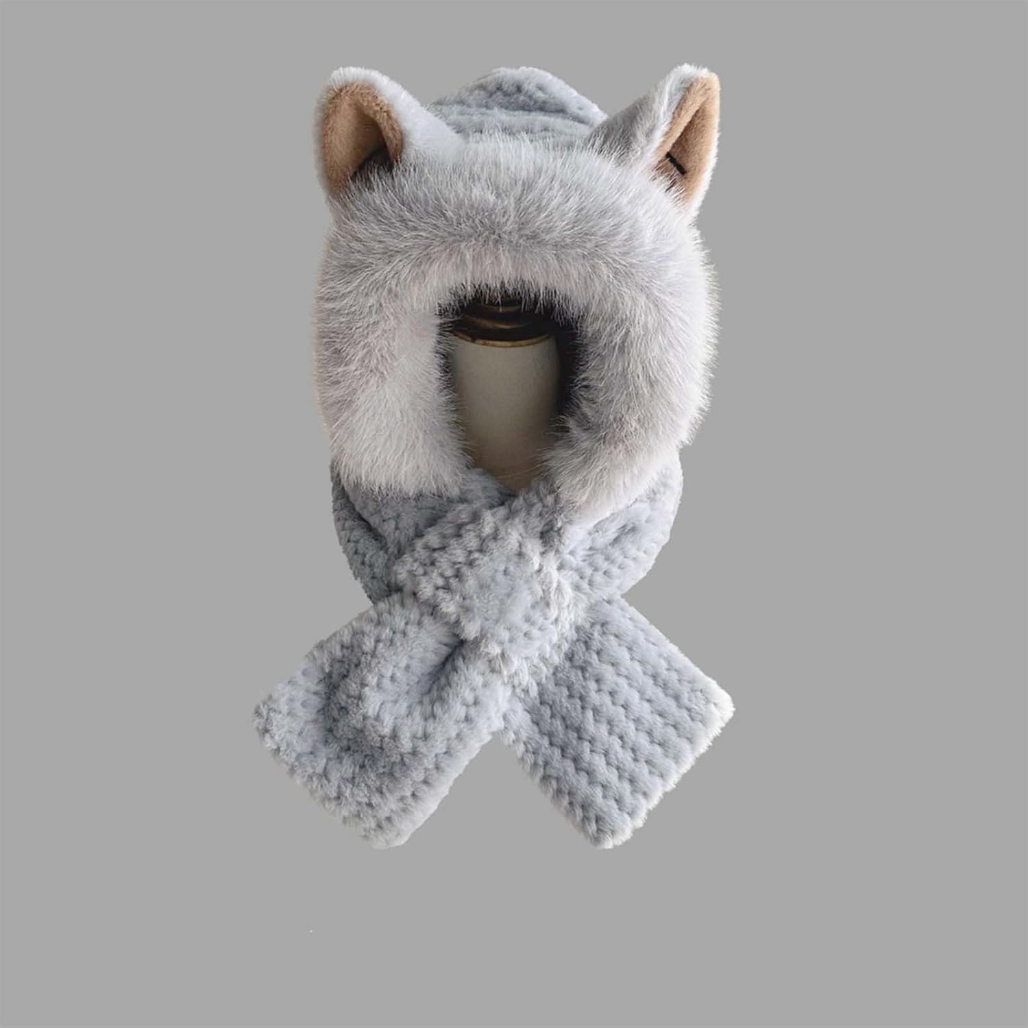 Women Ski Snow Hat Faux Fur Balaclava Combo Warm Stylish