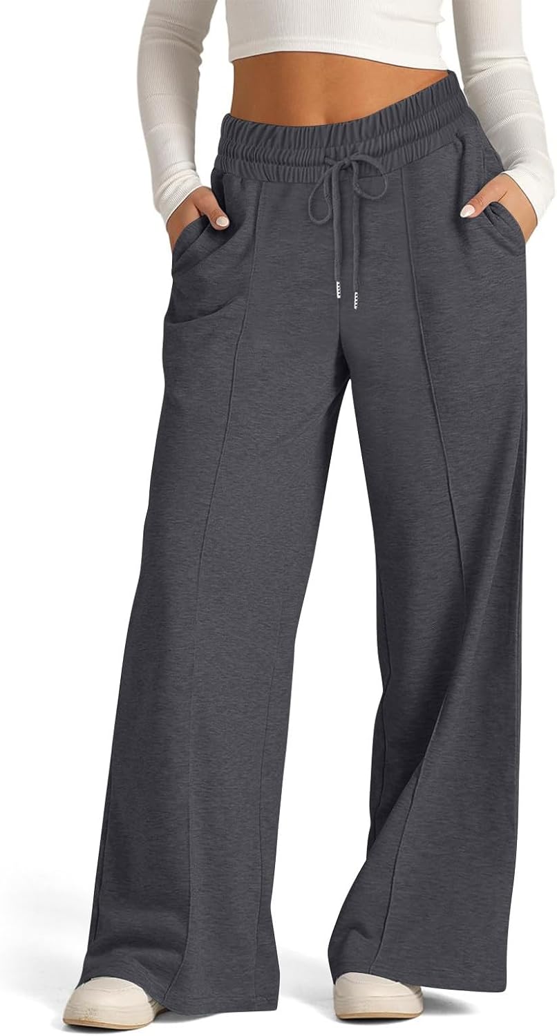 Casual Pleated Wide-Leg Sweatpants for Women