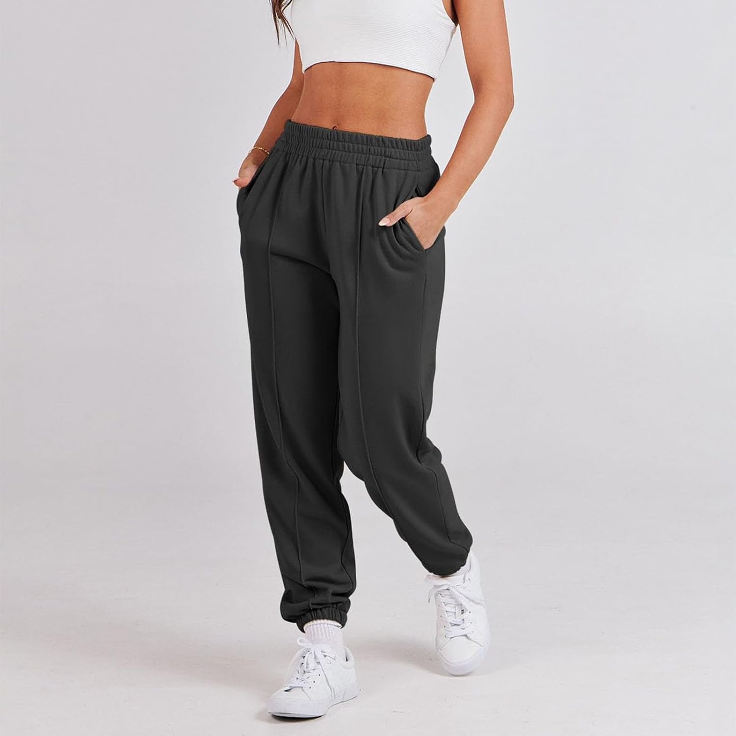 MidelXP Womens Comfortable High-Waisted Athletic Joggers