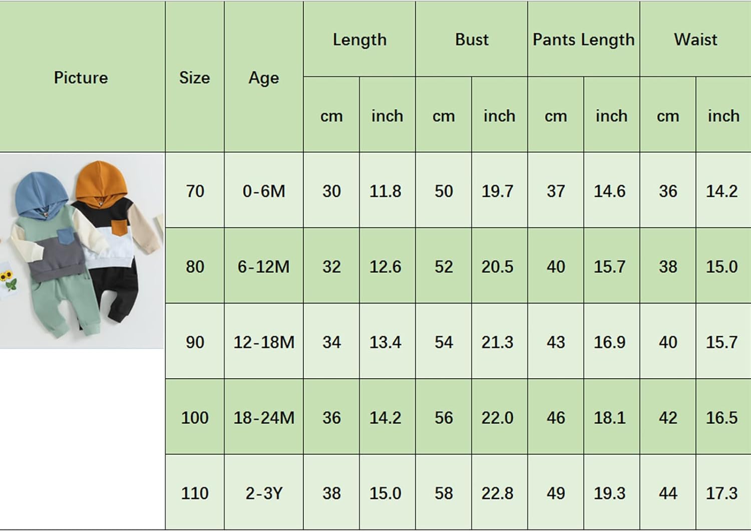 Ynibbim 0-3T Toddler Boys 2PCS Sweatshirt Hoodie Set