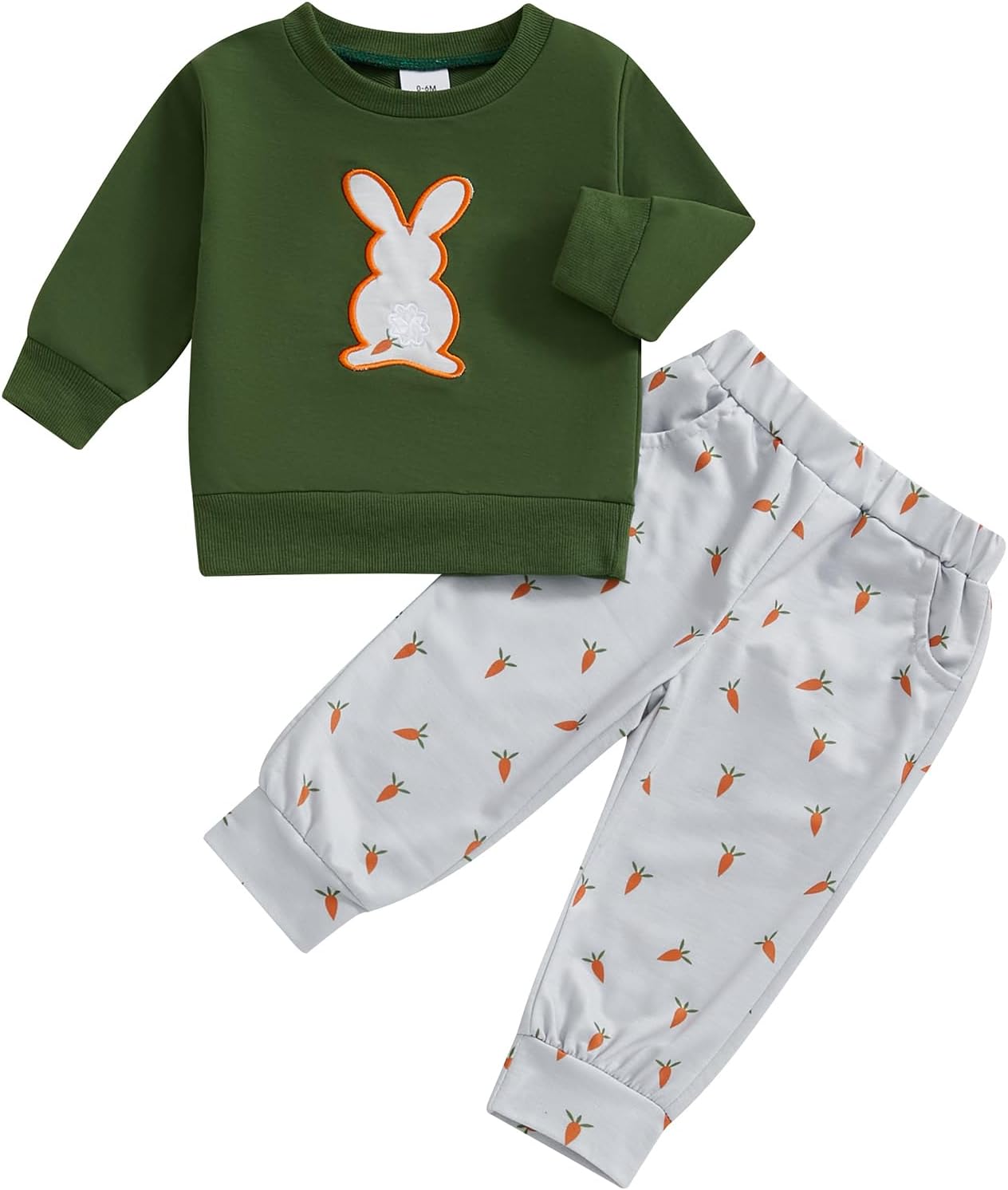 Perfect Toddler Boys Rabbit Carrot Embroidery Spring Clothes 6M-4T Set