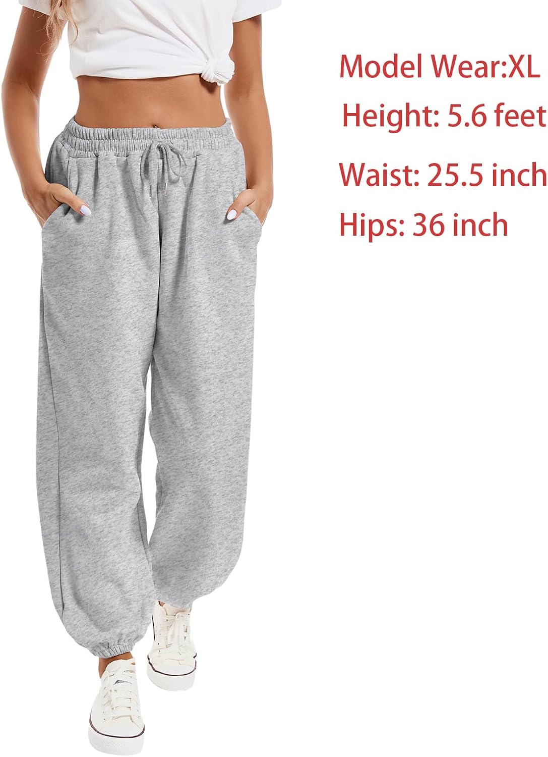 Tuislay Womens High-Waisted Baggy Cotton Elastic Sweatpants for Teen Girls