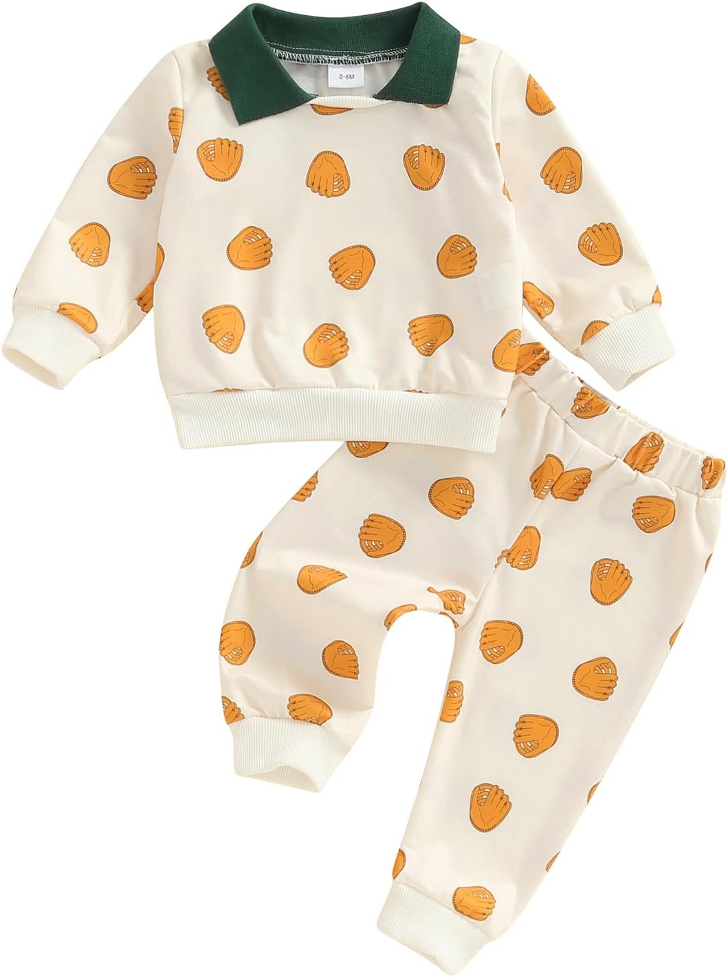 Comfortable Toddler Baseball Glove Print Fall Pants Set