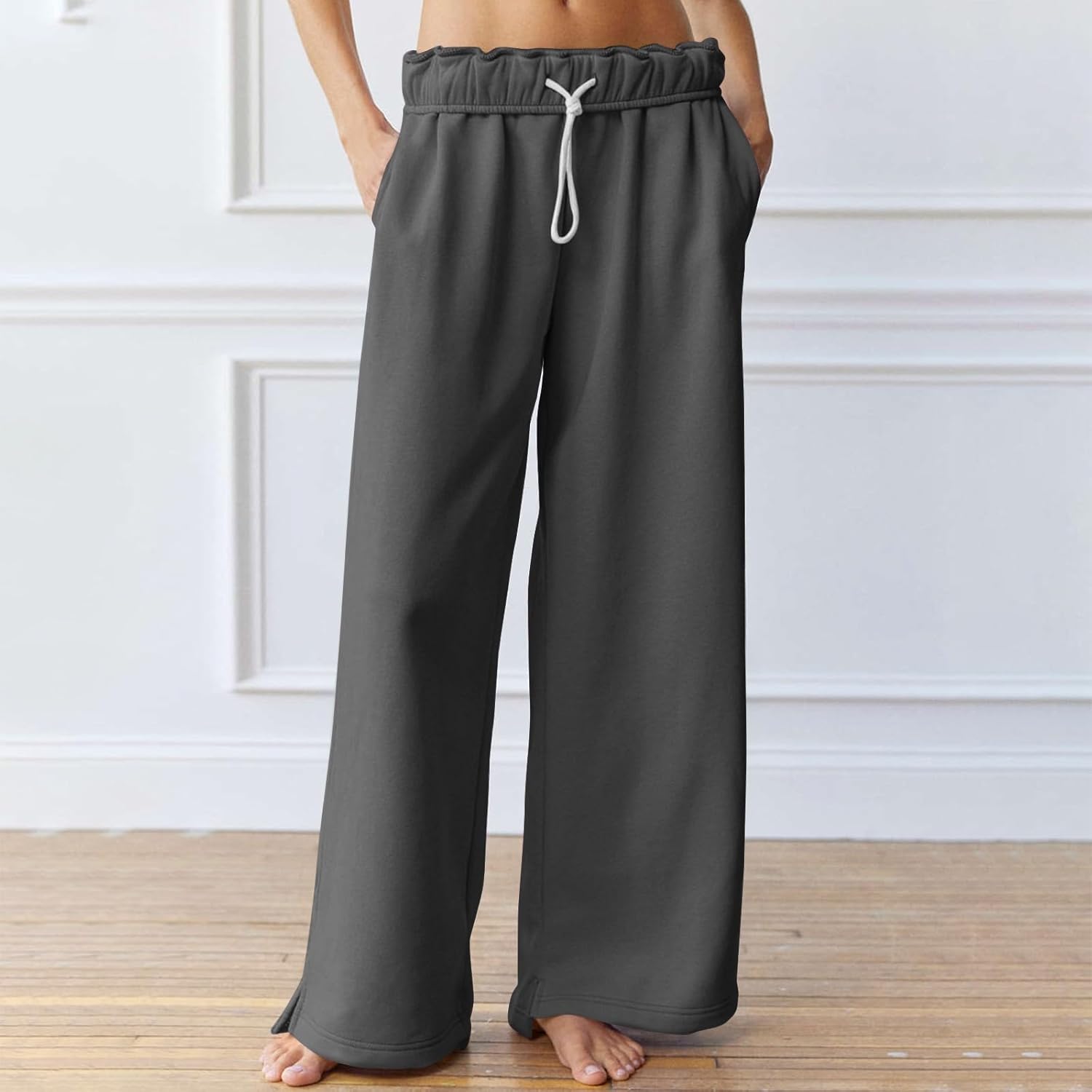 Rikbuig Womens Wide Leg Fleece Joggers
