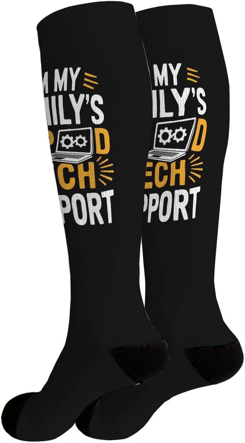 Unpaired Techs Funny Knee High Socks for Men Women