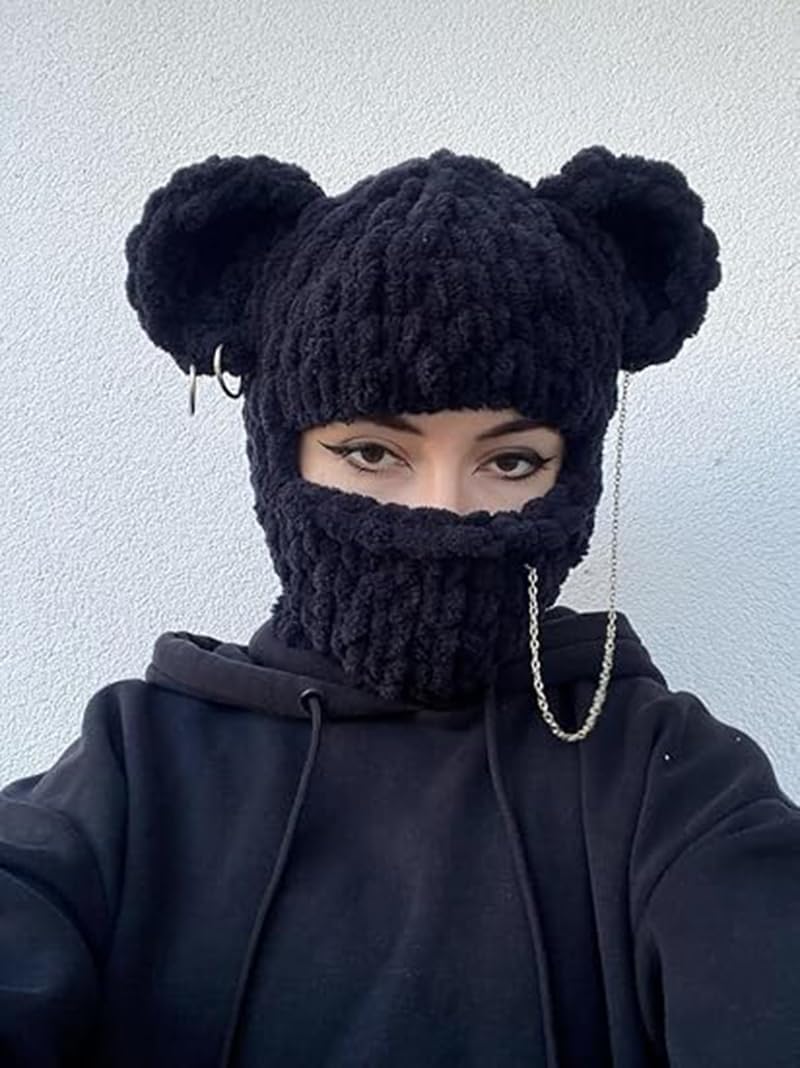 Warm Bear Ear Knit Cap for Women
