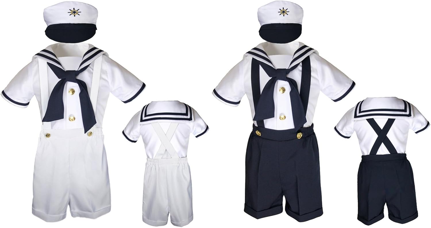 Sailor Nautical White Shorts Suit