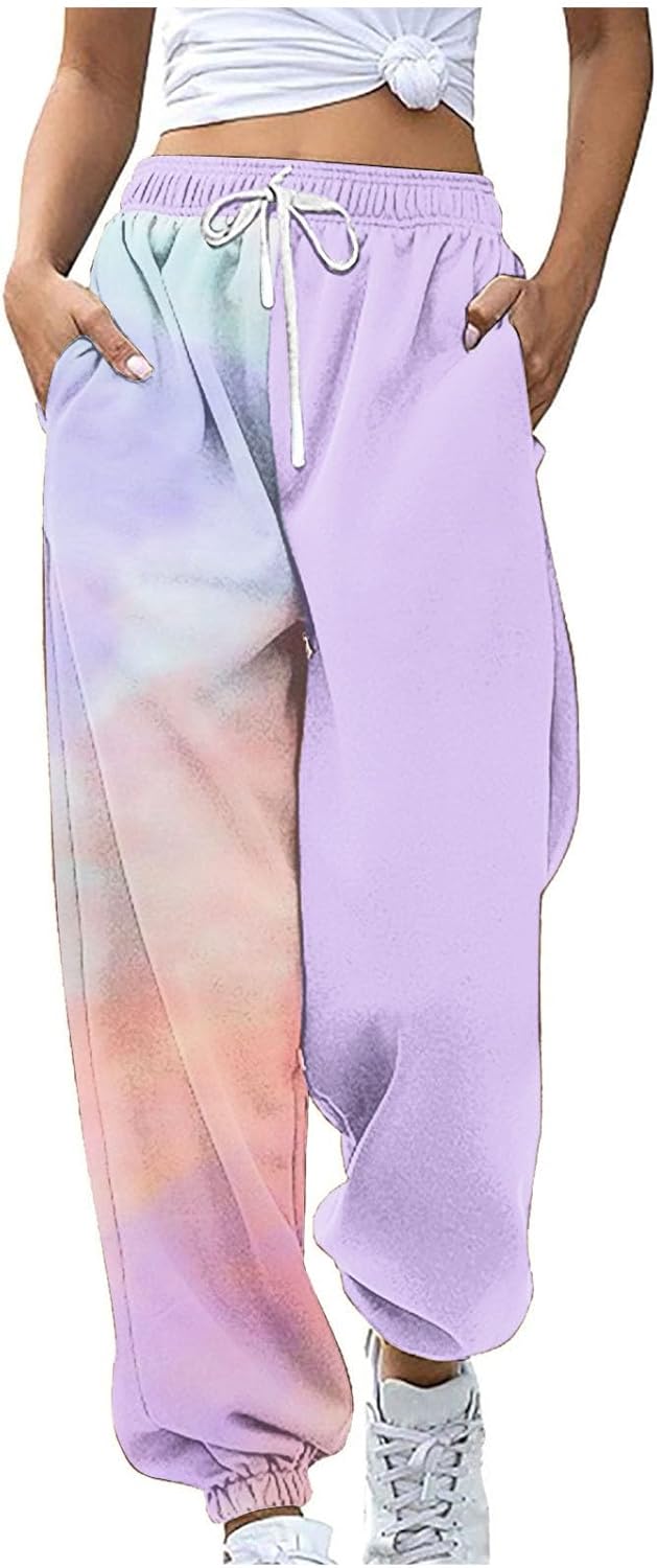 Tie-Dye Workout Pants for Women Plus Size