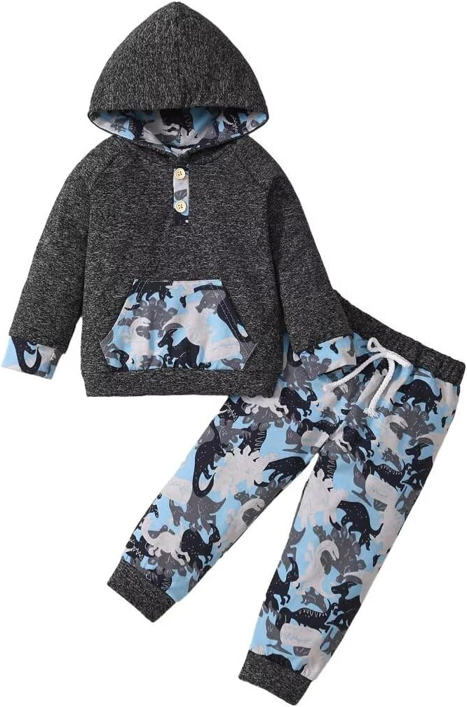 Bekarsy Toddler Dinosaur Camouflage Sweeps Fall Winter Outfit