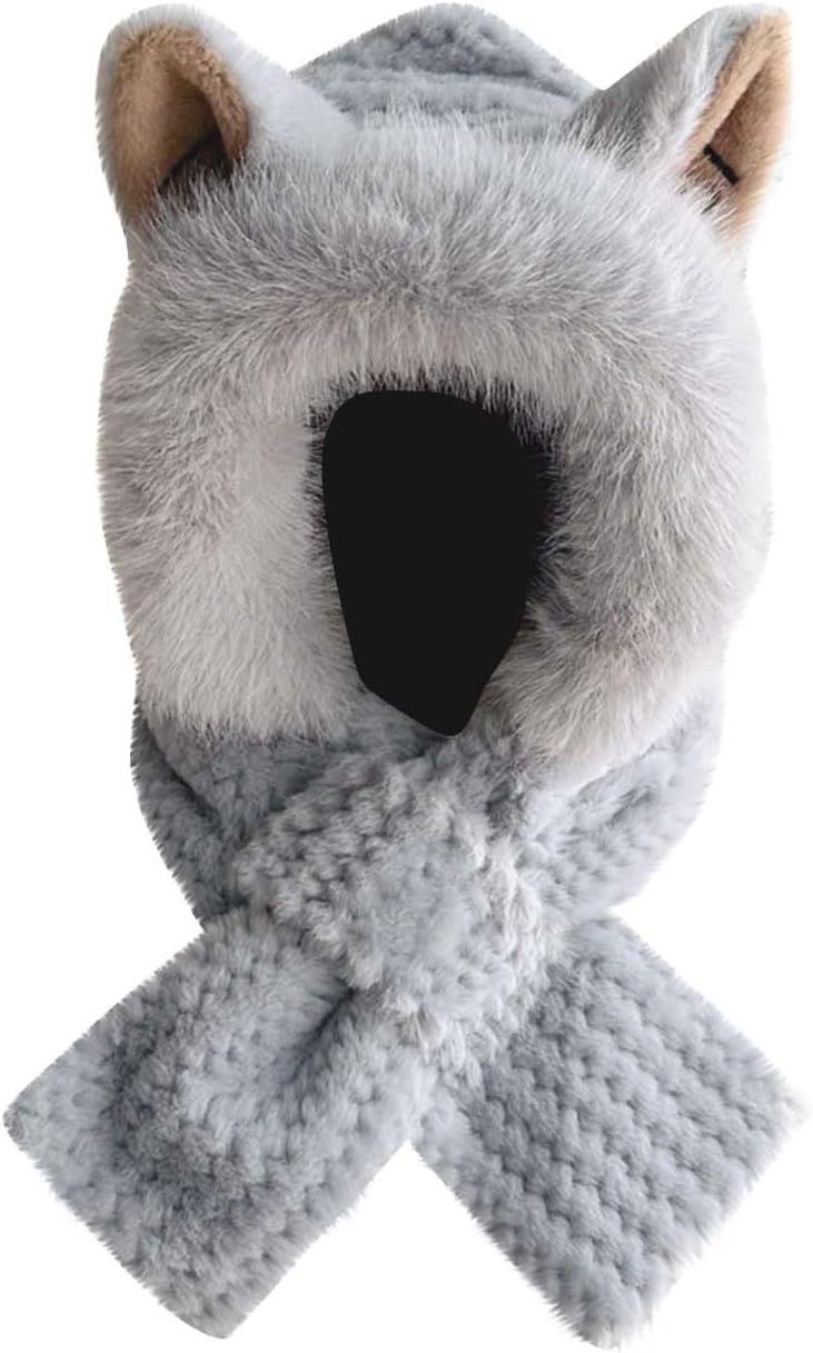 Women Ski Snow Hat Faux Fur Balaclava Combo Warm Stylish